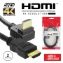 Cabo Hdmi Dourado Macho / Macho 2.0 4K Preto 2M 90º