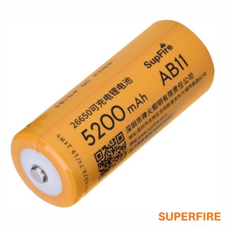 Pilha Lítio 26650 3.7V 5200mAh SUPERFIRE