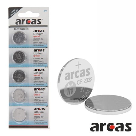 Pilha Lítio Botão Cr2032 3v 210ma 5x Blister ARCAS