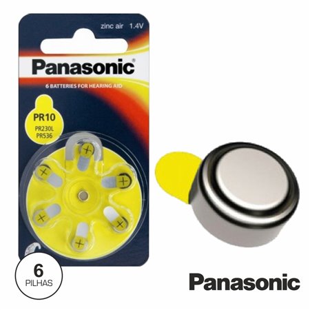PILHA BOTÃO PR10/PR230/PR536 1.4V 75MA BLISTER 6X PANASONIC