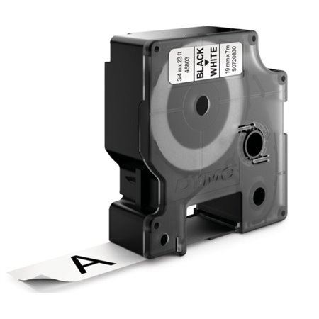 Dymo D1 45803 Fita de Etiquetas Original para Rotuladora Texto Preto sobre Fundo Branco Largura 19mm x Comprimento 7m