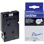 Brother TC201 Fita Laminada Original para Rotuladora Texto Preto sobre Fundo Branco Largura 12mm x 7 metros