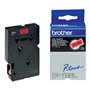 Brother TC401 Fita Laminada Original para Rotuladora Texto Preto sobre Fundo Vermelho Largura 12mm x 7 metros