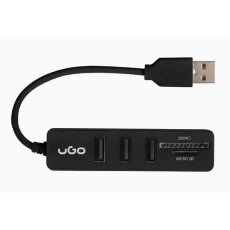 HUB USB 2.0 Maipo HU200 com 3 Portas e Leitor de Cartões SD/Micro SD - uGo - UHU-1551