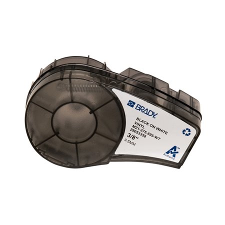 Brady M21-375-595-WT Cinta de Etiquetas Original Vinilo - Texto Negro sobre Fondo Blanco - Ancho 9,53mm x 6,40m