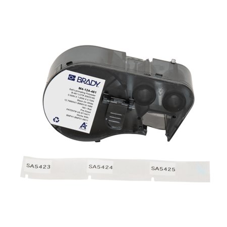 Brady M4-124-461 Cinta de Etiquetas Original Poliester Autolaminable para Laboratorio - Texto Negro sobre Fondo Blanco - Ancho 4