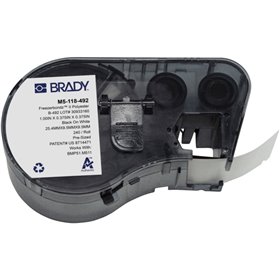 Brady M5-118-492  Cinta de Etiquetas Original Poliester Ultrafinas para Laboratorio - Texto Negro sobre Fondo Blanco - Ancho 25,
