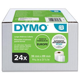 Dymo LabelWriter 13187 Multipack de 24 Rollos de Etiquetas Originales Autoadhesivas - Recomendadas para Direcciones  -Medidas 36