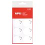 Conjunto de 12 ganchos autoadesivos redondos Apli Ø 30mm - Suporte triangular de metal - Base adesiva branca - Alta resistência 