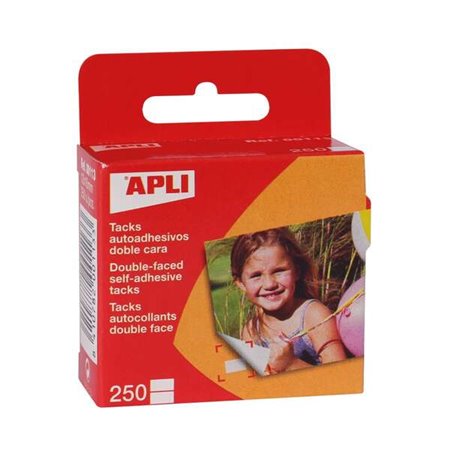 Pacote com 250 tachinhas autoadesivas dupla face Apli, 12x16mm - Ideais para fotos, scrapbooking e artesanato - Sem ácido