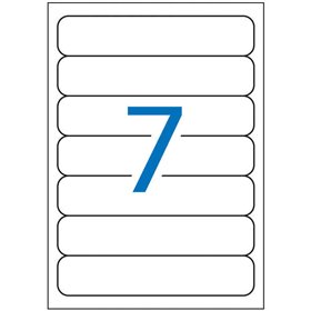 Pacote com 175 etiquetas para arquivos Apli, 190x38mm - 25 folhas x 7 etiquetas - Cantos arredondados - Adesivo permanente - Bra