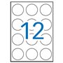 Pacote Apli com 1.200 etiquetas redondas Ø 60mm - 100 folhas com 12 etiquetas cada - Adesivo permanente - Brancas