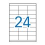 Pacote com 2.400 etiquetas retangulares Apli, 70x35mm - 100 folhas x 24 etiquetas - Adesivo permanente - Bordas retas - Brancas