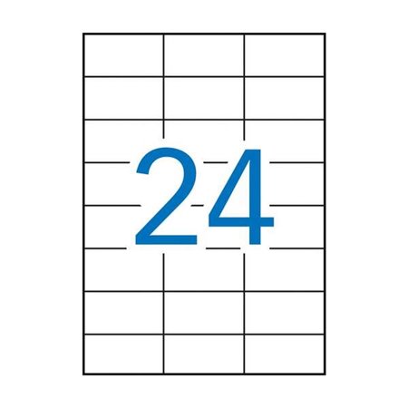Pacote Apli com 2.400 etiquetas retangulares de 70x37mm - 100 folhas com 24 etiquetas cada - Adesivo permanente - Bordas retas -