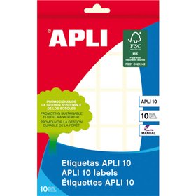 Pacote Apli com 200 etiquetas retangulares - Medidas: 22x32mm - 10 folhas com 20 etiquetas cada - Adesivo permanente - Cantos ar