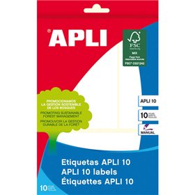 Pacote com 40 etiquetas retangulares Apli, 38x102mm - 10 folhas com 4 etiquetas cada - Adesivo permanente - Cantos arredondados 