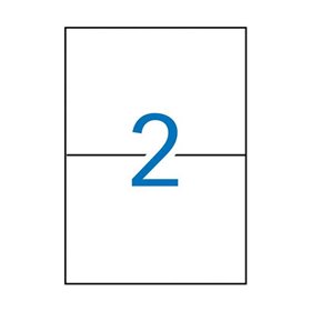 Pacote com 1.000 etiquetas retangulares Apli, 210x148mm - 500 folhas com 2 etiquetas cada - Adesivo permanente - Bordas retas - 