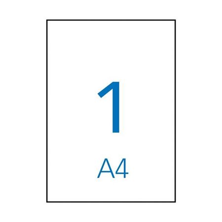 Pacote com 500 etiquetas Apli, 210x297mm - 500 folhas por etiqueta - Adesivo permanente - Bordas retas - Brancas