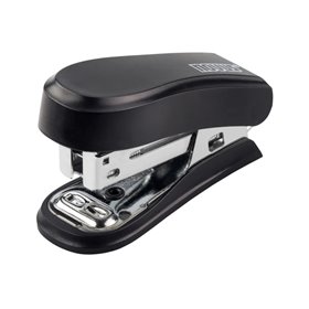 Grampeador compacto Novus Mini - Até 12 folhas - Grampeamento com abertura e fechamento - Inclui 320 grampos - Preto