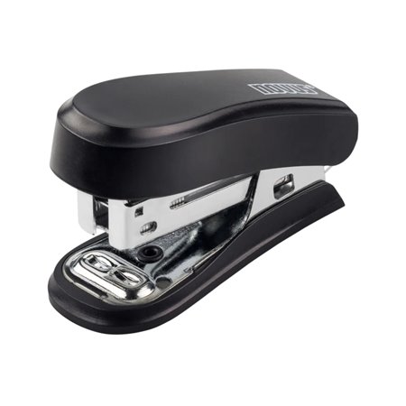 Grampeador compacto Novus Mini - Até 12 folhas - Grampeamento com abertura e fechamento - Inclui 320 grampos - Preto