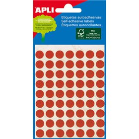 Pacote Apli Mini com 288 Etiquetas Redondas Ø 8mm - 3 Folhas com 96 Etiquetas - Adesivo Permanente - Vermelho