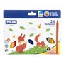 Conjunto de 24 giz de cera triangulares coloridos Milan Plastipastel - Contém 3 giz de cera fluorescentes e 2 metálicos - Cores 