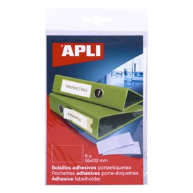 Bolsos adesivos para etiquetas Apli - 55 x 102 mm - Altere as informações da etiqueta de acordo com suas necessidades - Contém 6