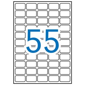 Pacote Apli com 5.500 etiquetas retangulares de 36,8 x 23,8 mm - 100 folhas com 55 etiquetas cada - Adesivo removível - Cantos a