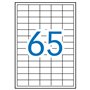 Pacote com 6.500 etiquetas retangulares Apli, 38 x 21,2 mm - 100 folhas com 65 etiquetas cada - Adesivo removível - Bordas retas