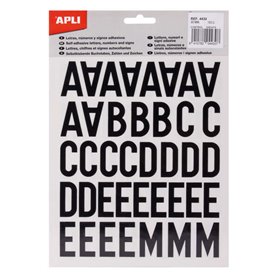 Letras Adesivas Apli - Maiúsculas - 30mm de Altura - Pretas - Pacote com 4 Folhas e 153 Letras