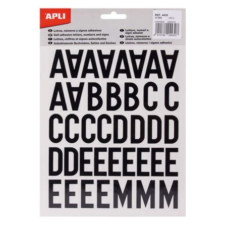 Letras Adesivas Apli - Maiúsculas - 30mm de Altura - Pretas - Pacote com 4 Folhas e 153 Letras