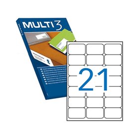 Pacote Multi3 com 2.100 etiquetas brancas com bordas arredondadas, tamanho 63,5 x 38,1 mm, com adesivo permanente para múltiplos