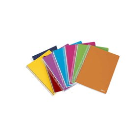 Caderno espiral Ancor Classic Stripes, tamanho A4, linhas horizontais - 80 folhas, 90 g/m² - Capa plástica - Cores sortidas
