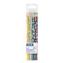 Conjunto de 6 lápis de cor Milan Happy Bots - Desenhos infantis - Formato triangular - Cores sortidas