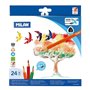Conjunto Milan com 24 Lápis de Cor Triangulares para Aquarela + Pincel - Mina de 2,9 mm - Traço Uniforme - Resistente à Quebra -