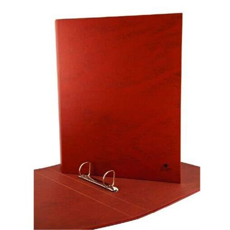 Pasta Mariola com 2 argolas, revestida em cartão laminado e couro - Formato A4 (paisagem) - Argolas mistas de 40 mm - Dimensões: