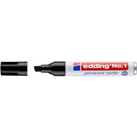 Marcador permanente Edding nº 1 - Ponta chanfrada - Largura da linha entre 1 e 5 mm - Recarregável - Secagem instantânea - Preto