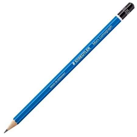 Lápis de grafite hexagonal Staedtler Mars Lumograph 100 - Mina 2H ultrarresistente de 2 mm - Madeira proveniente de florestas su