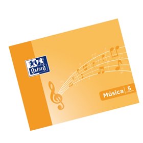 Caderno de Música Oxford com Grampos, Formato A5 Paisagem, 10 Folhas - 5 Pautas, Espaçamento entre Linhas de 4mm - Capa Mole - L
