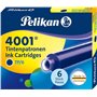Pacote com 6 cartuchos Pelikan 4001 TP/6 - Tinta de alta qualidade - Compatível com canetas-tinteiro - Azul Royal