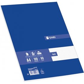Pacote Enri com 100 folhas A4 quadriculadas 4x4 - Papel de alta qualidade