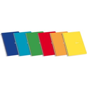 Caderno espiral de capa dura Enri Fº, liso, 80 folhas, cores sortidas - Capa dura resistente - Caderno com espiral para maior co