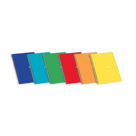 Caderno espiral Enri Plus, formato fólio, 1 linha - 80 folhas, papel de 60 g/m² com margem - capa dura - cores sortidas