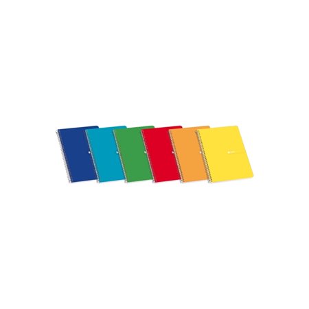 Caderno espiral de capa dura Enri para o 4º ano, 10x10 cm com margem - 80 folhas - Capa dura resistente - Quadriculado 10x10 cm 