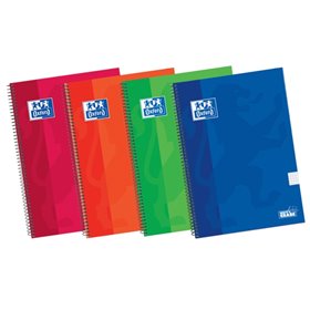 Caderno espiral Oxford School Classic Write&Erase para o 4º ano - Capa extra dura - 10x10 cm com margem - 80 folhas - Cores sort