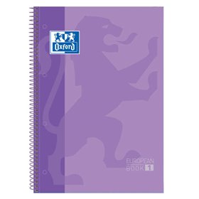 Caderno espiral Oxford Europeanbook 1, formato A4+, quadriculado 5x5mm - 80 folhas - faixa colorida - capa extra dura com acabam