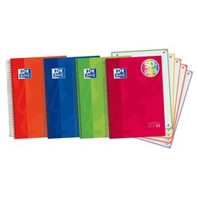 Caderno espiral Oxford Europeanbook 5, formato A4+, quadriculado 5x5mm - 120 folhas - capa extra dura com acabamento brilhante -