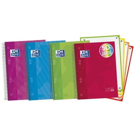 Cadernos Oxford Europeanbook 4 Espirais, Formato A5+, Quadriculado 5x5mm - 120 Folhas, 90gsm - Capa Extra Dura com Acabamento Br