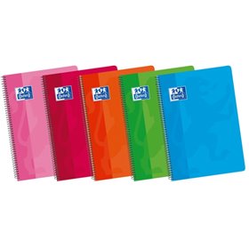 Caderno espiral Oxford School Classic para o 4º ano, capa mole, liso - 80 folhas - cores sortidas