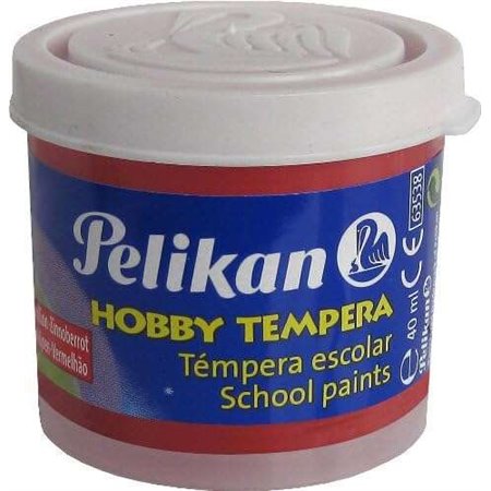 Tinta têmpera escolar Pelikan, frasco de 40ml - Fácil de usar - Ideal para atividades escolares - Cor vermelha